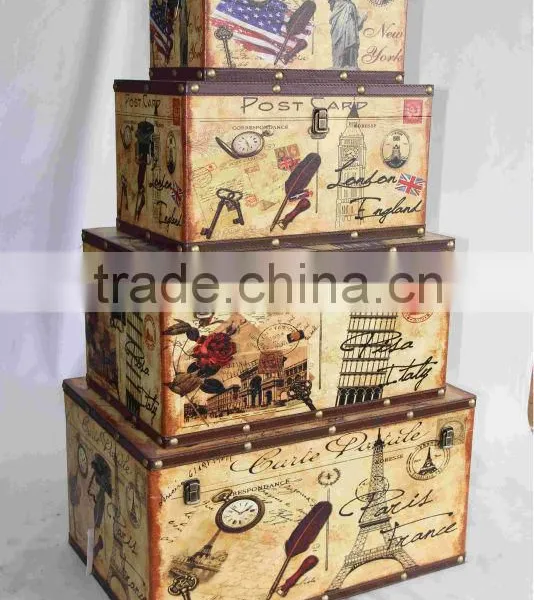 Vintage Decorative Wooden Storage Trunk Box photo-2