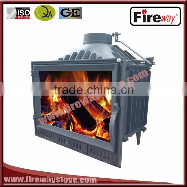 Nice indoor 14 kw cast iron wooden crate packed wood burning fireplace