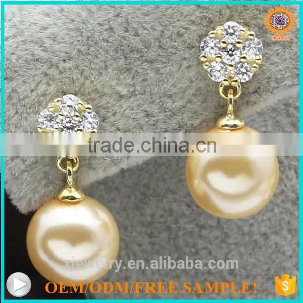 2016 Fashion Silver Gold South Sea Shell Pearl Daily Wear Earrings photo-4