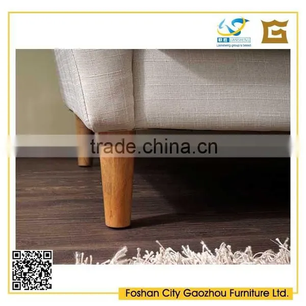 Modern Nordic Style Wooden Legs Sofa Furniture Button Tufted Fabric Upholstered Sofa Set photo-5