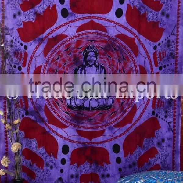 Hippie Boho Cotton Twin Buddha Meditation Lotus Wall Art Bohemian Wall Hanging Tapestry photo-6