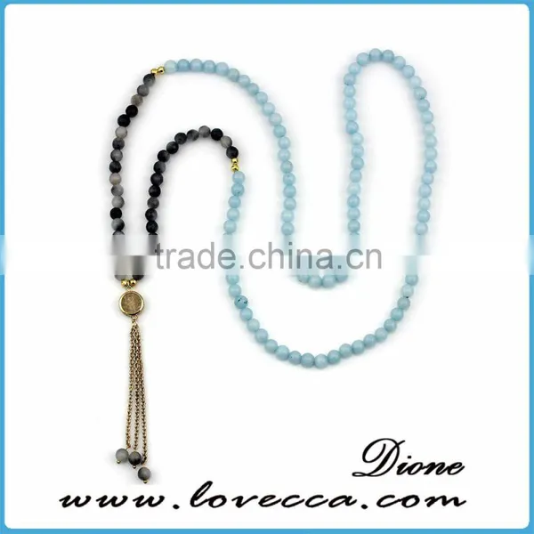Fashionable Natutal Agate Beads Necklace Designs Multi Layers Sweaters Necklace photo-2