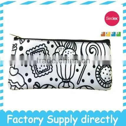 DIY Drawing Pencil Bag With 4pcs Small Markers- Canvas Painting photo-2