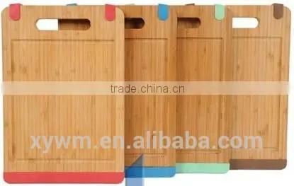 BAMBOO CHOPPING BOARD WOOD FOOD CUTTING SLICING WOODEN CUTTER SIDE SILICONE GRIP photo-2