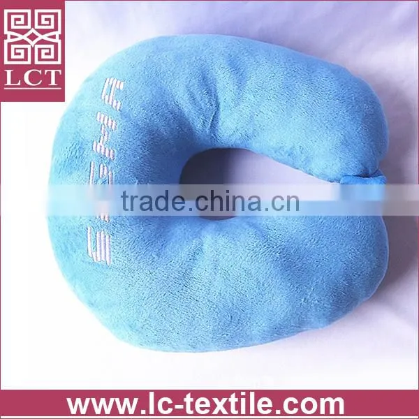 Supply Direct From Factory Micro Plush Removable Cover Custom Embroidery Travel Neck Pillow With Invisible Zipper(LCTP0102) photo-3