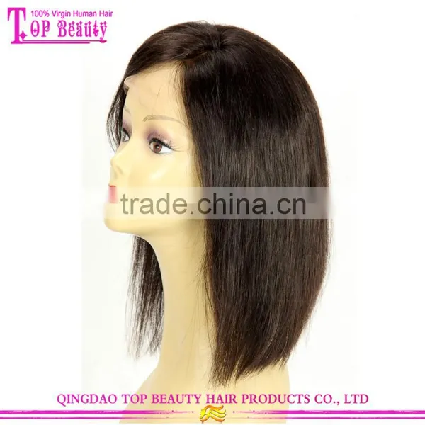 Side Part 8A Virgin Brazilian Hair Wig Silk Top Lace Front Wig Silky Striaght Short Bob 100 Human Hair Front Lace Wig photo-5