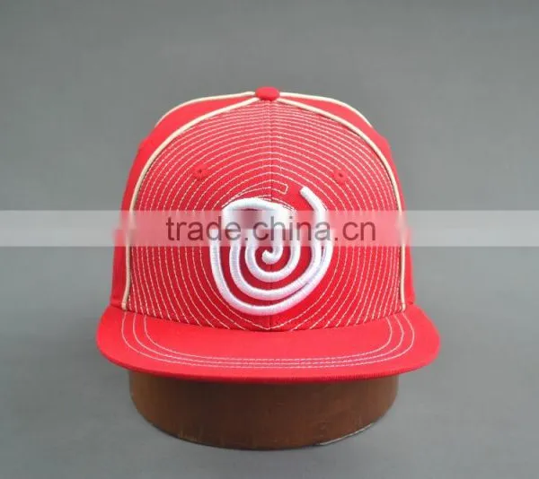 Red Flat Brim Fitted Caps With Custom Logos photo-2