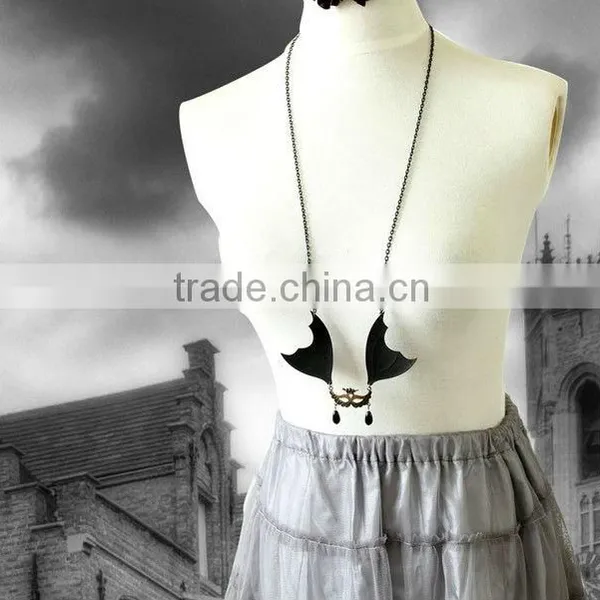 MYLOVE Black Bat Masks Leather Sweater Necklace MLSC-02