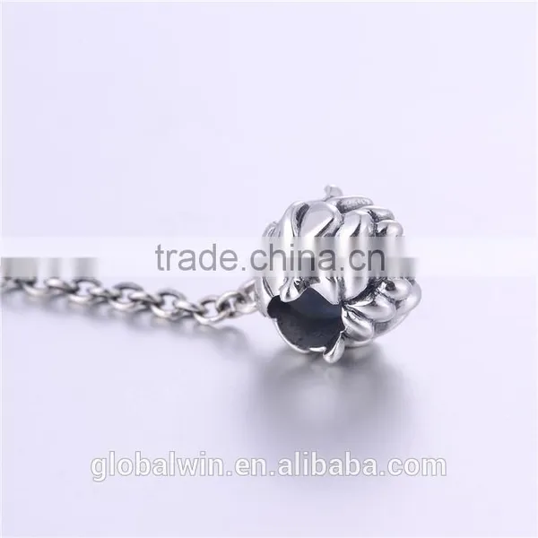 Rubber Stopper Safty Chain Wholesale Engravable Custom Charms 925 Silver Beads Charm photo-2