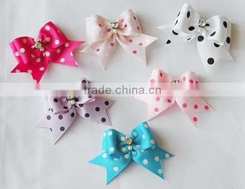 Polka dot Printed Layer bows for cats with stones