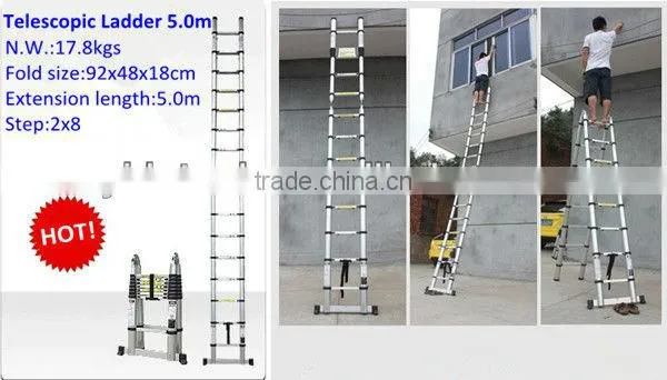 2x8 Steps 5m En131 Aluminum Folding Telescopic Ladder photo-3