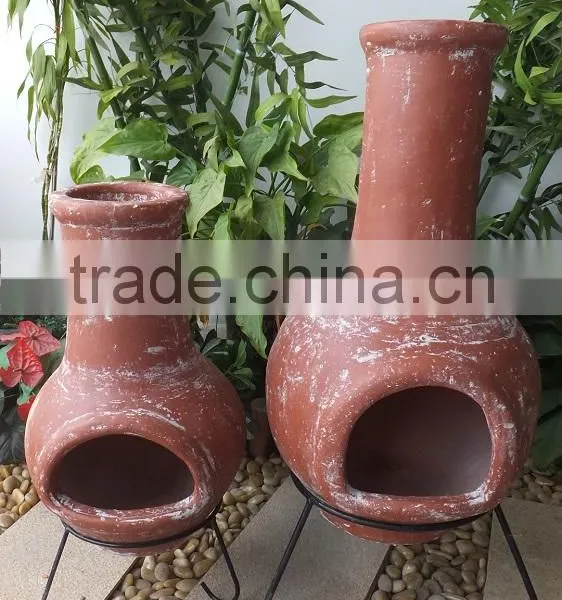 Mexican Clay Chiminea in Grey Color photo-2