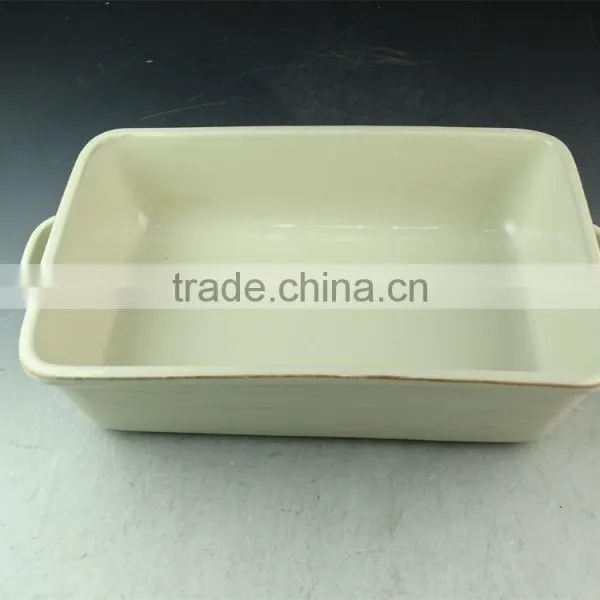 Stock Hot Wholesale White Ceramic Bake Plate With Handles for Daily Use photo-2