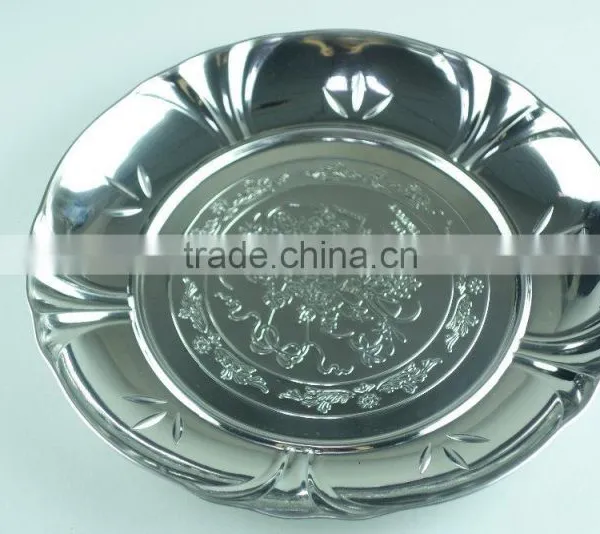 2015 Hot Selling Multi Size Stainless Steel Decorative Flower Plate, Dinner Round Plate With3 Clour photo-4