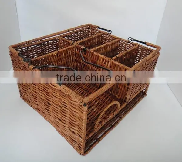 Picnic Caddy Organizer Outdoor Utensil Plate Condiment Holder Portable Basket