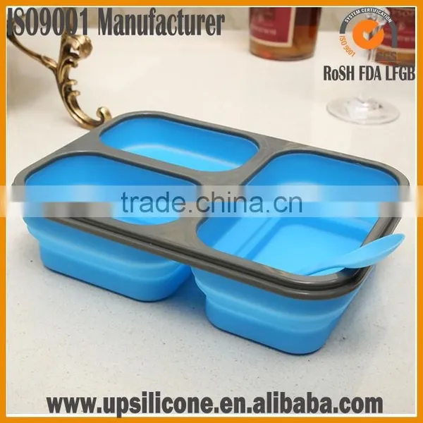 2-compartment Food Container With Lid Silicone Collapsible Lunch Box With Lid Dishwasher Safe Bento Lunch Box Container photo-5