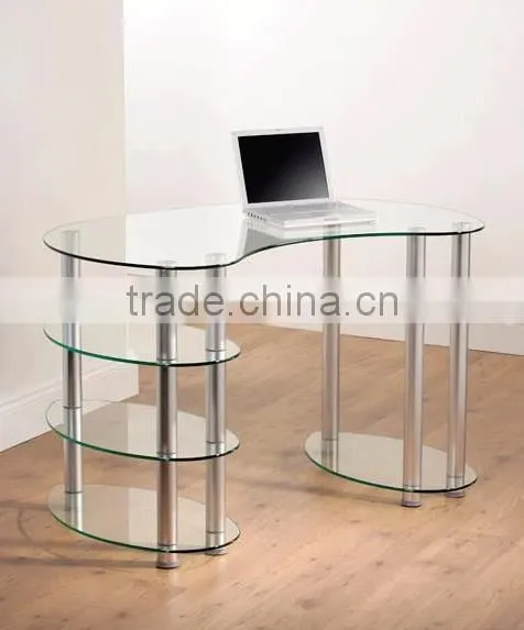 Metal Frame Design Modern Glass Computer Table photo-2