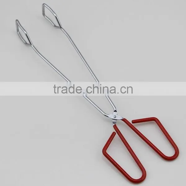Red Rubber Handle Scissor Food Serving Tongs/ BBQ Tongs photo-2
