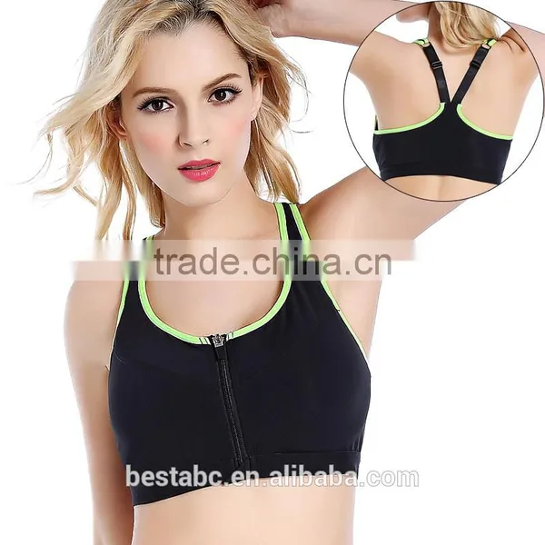Women Sexy Deep U-necks Design Sports Bra With Zipper In Front Size photo-2