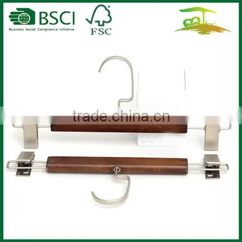 Pant Wooden Hanger for Clothes Anti-slip With Clips High Quality