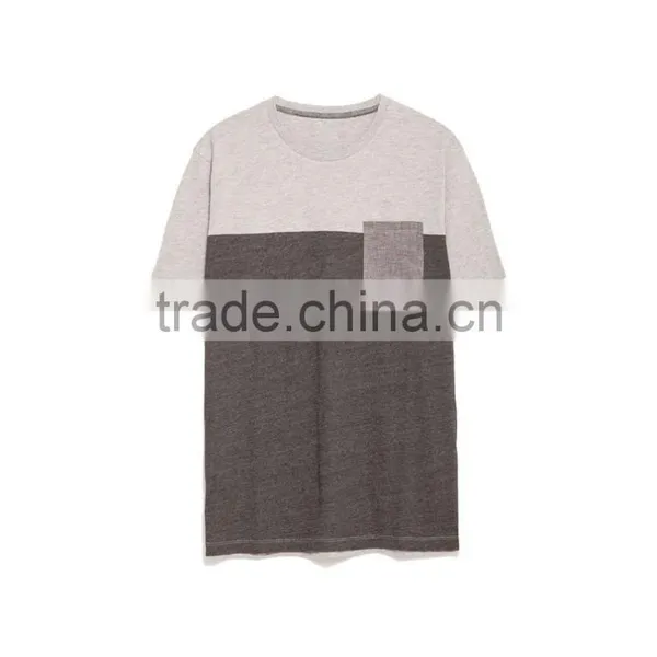 Mens t Shirt Wholesale Custom t Shirt With Contrast Color Plain Color Grey t Shirt With One Pocket photo-5
