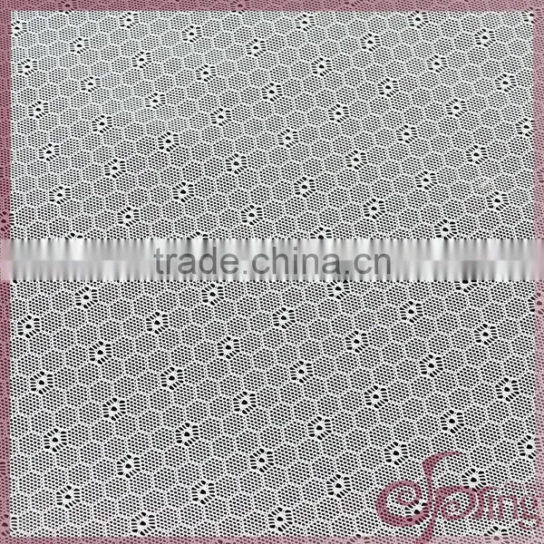 White Geometric Small Flower Elastic Lace Tricot Fabric, Decorative Bridal Lace Fabrics photo-3