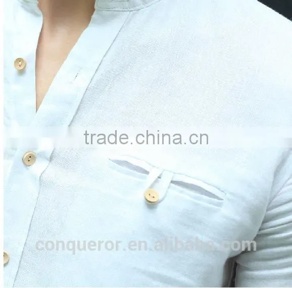 Men's White Linen Shirt HOT! MSRL0056 photo-2