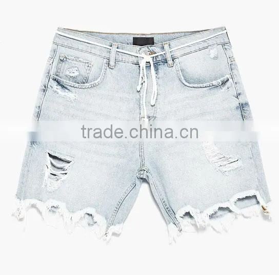 New Arrival Bermuda Shorts Men Broken Hole Distressed Raw Edges Jeans Shorts photo-6