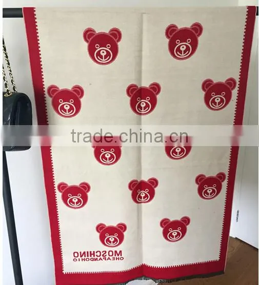 2017 New Model Yong Ladies Scarf Printed Bear Pattern Imitated Cashmere Material 190*65cm Girl Cappa photo-5
