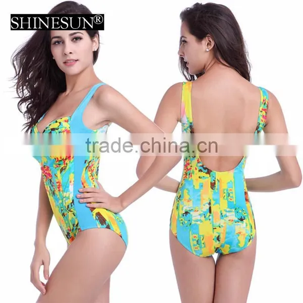 2017 One Piece Dot Printed Swimsuit Spell Color Swimsuit Swimwear Kids Girl photo-2
