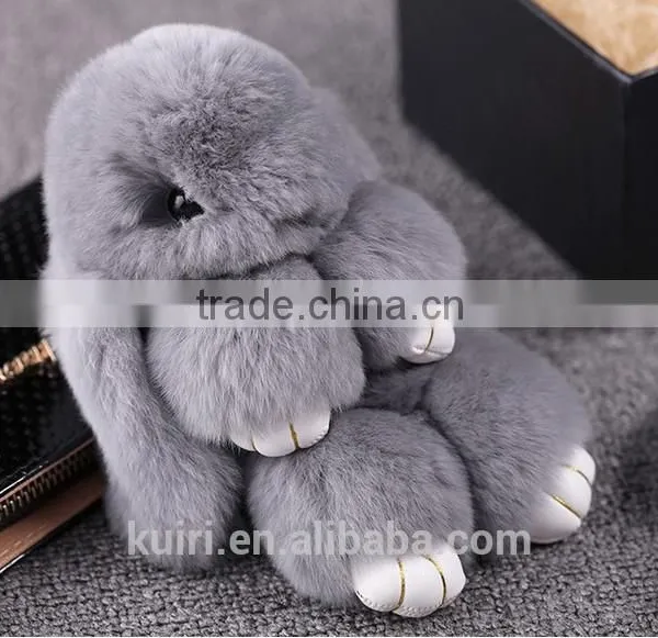 2017 Real Genuine Rex Rabbit Furs Keychain Pendant Bag Car Charm Tag Cute Rabbit Toy Doll Real Fur Monster Keychains photo-5