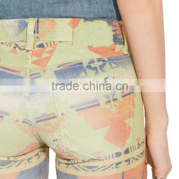 Fashionable Wholesale Women Slim Pants Casual Patterned Skinny Jeans photo-4