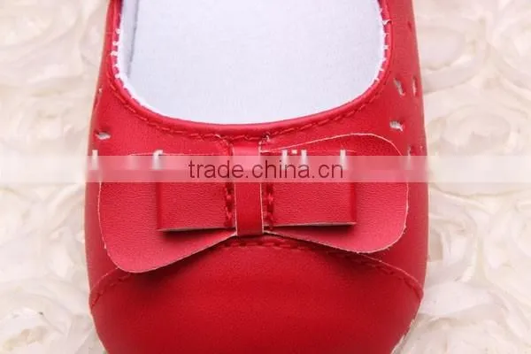 PU Leather Princess Bow Girls Kids Newborn Baby Flat First Walkers Shoes photo-4