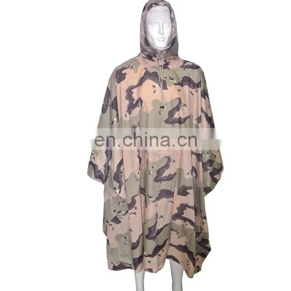 High Quality Outdoor Jungle Military Camouflage Rain Poncho With Hood photo-2
