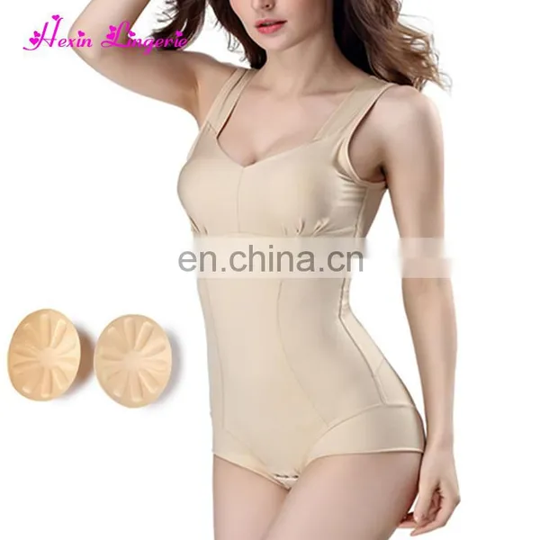 Wholesale Nude Padded Cups Flatten Tummy Compression Bodysuit Women photo-2