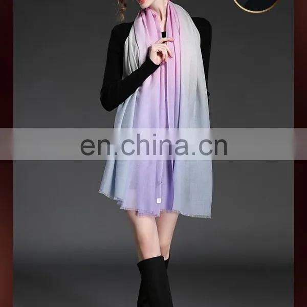 Winter Scarf 100% Wool Gradient Lady Scarf Wholesale Scarf Purple photo-3