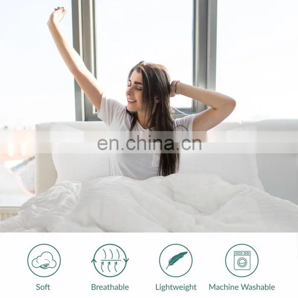 White Zipper Seersucker Microfibre Oversized Queen King Duvet Cover Set photo-2