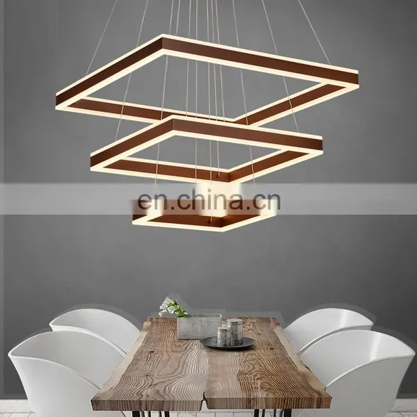 Modern Decorative Home Square Shape Big Led Acrylic Chandelier Lights With Double Face Light photo-4