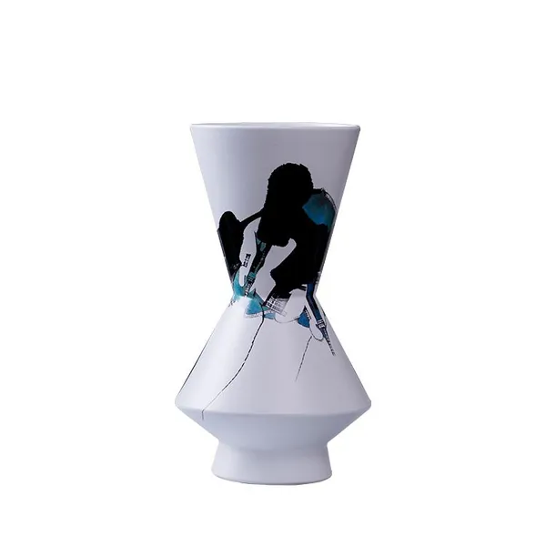 White Large Modern Abstract Traditional Chinese Painting Ceramic Plant Vase For Wedding photo-5