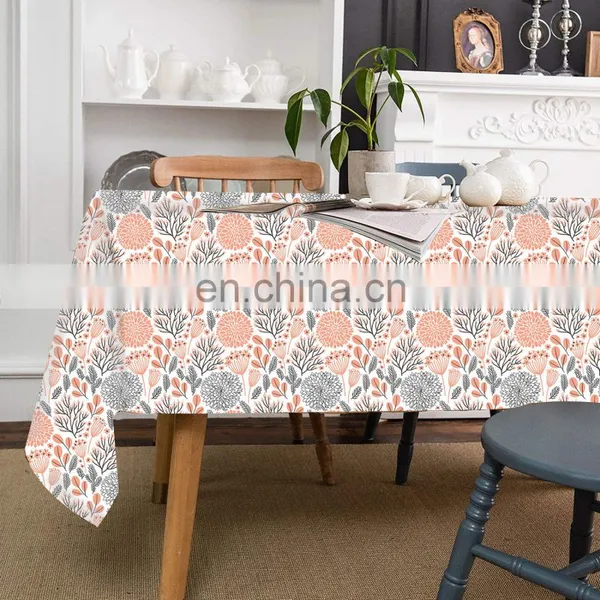 Custom Design Rose Flowers Table Cloth Polyester Table Clothes Fabric