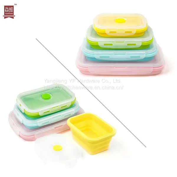 Kitchen Accessories Home and Kitchen Gadgets Bento Lunch Box for Kids Children Collapsible Food Storage Container Kitchen Silicone Lunch Box photo-4