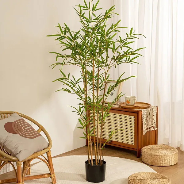 Wholesale Artificial Bamboo Plants Leaves Bonsai for Garden Decoration Artificial Bamboo Decor Tree for Hotel photo-3