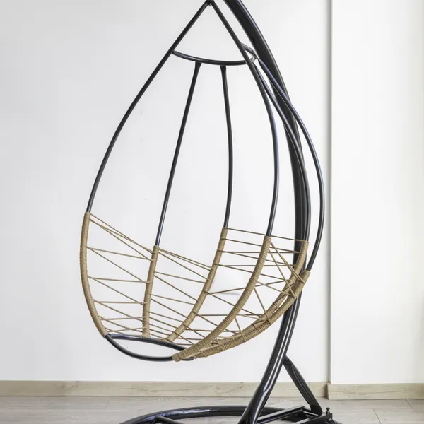 New Launch PE Rattan Single Seat Garden Swing Chair Factory Price Swing Basket With Cushion photo-2