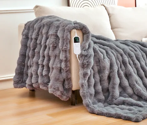 Double-sided Rabbit Fur Imitation Plush Blanket, Double Bubble Soft and Warm Cover for Sofa, Electric Heating Blanket（Wechat:13510231336）