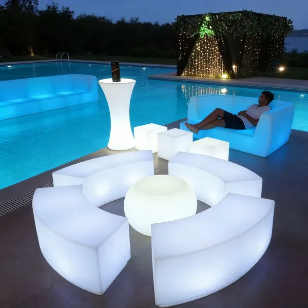 LED Светящийся 16RGB Настольный набор для открытой террасы для фаст-фуда, кофейни, ресторана. Ледовые пластиковые наборы столов и стульев для столовой