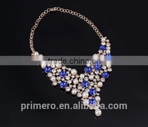 18K Gold Plated Pearl Rhinestone Crystal Necklace Wedding Ring Party Gift Costume Pearl Bridal Jewelry Sets photo-6