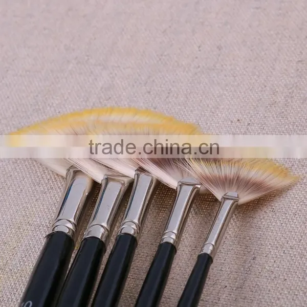 Wholesale 5pcs Set Fan Shape Wooden Handle Artsit Paint Brush photo-5