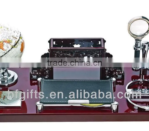Wood Globe & Name Card & Pen Holder Office Stationary Desktop Set Gift-29