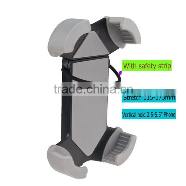 Never Fall Down Metal Universal Smart Phone Golf Cart Stroller Scooter Bike Mount for 3.5-5.5" Phone Bicycle Holder With Strip photo-3