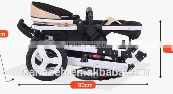 European Standard Style Foldable Anti-shock High View Carriage Infant Stroller Pushchair Pram(Golden) photo-5